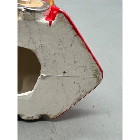 Hand-Painted Christmas decor figurine Train ceramic bear stocking red gold READ - Picture 7 of 12